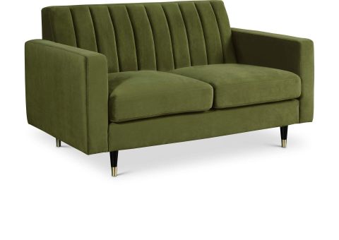 Lola Olive Velvet Loveseat inside