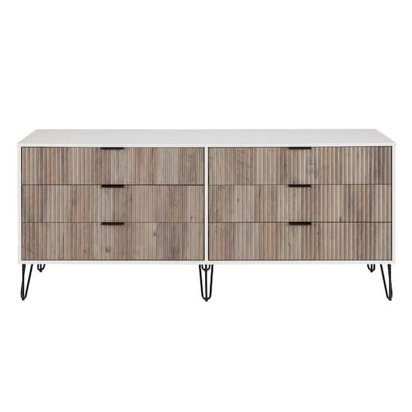 Manhattan Comfort Dumbo White And Grey Modern 6-Drawer 69.68 In. W ... inside From Assembly to Aesthetic Mastering the Manhattan Comfort DUMBO TV Stand