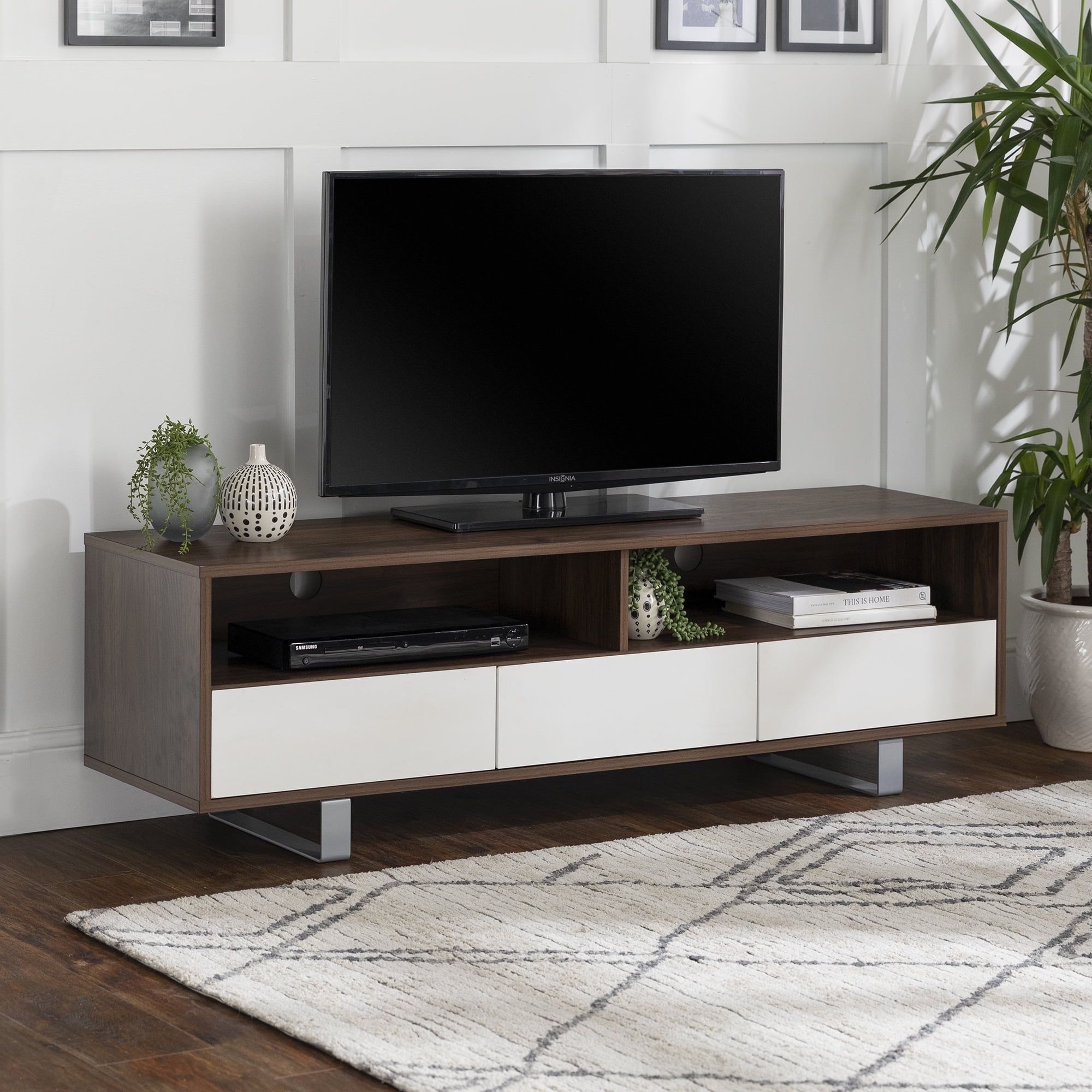 Manor Park Modern 3 Drawer Tv Stand For Tvs Up To 65&quot;, Dark Walnut ... for Maximizing Space and Style The Alton 3-Drawer TV Stand Solution