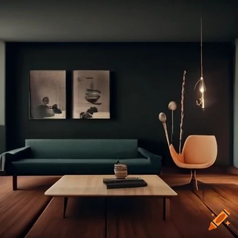 Mid Century Modern Room With Dark Moody Colors in The Enduring Appeal of Mid-Century Design Reflected in Dark Acacia Furniture