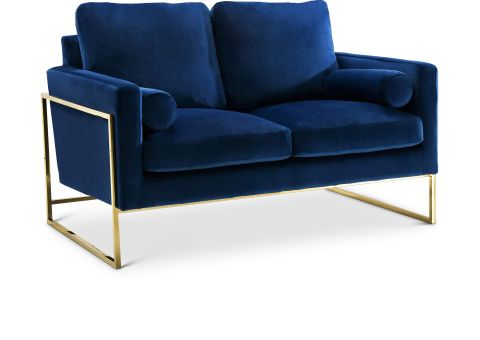 Mila Navy Velvet Loveseat within Velvet Loveseat Care and Maintenance Preserving Your Investment