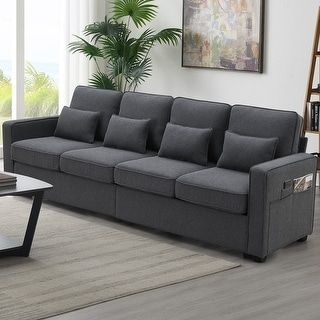 Modern 104&quot; 4-Seater Sofa ,Living Room Linen Fabric Couch With 4 ... intended for Decoding Sofa Construction What to Look for Before You Decide