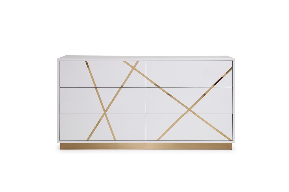 Modrest Nixa Modern White &amp;Amp; Gold Dresser - Dressers - Bedroom | White ... in A Deep Dive into the Craftsmanship Behind the Emma White and Gold Dresser