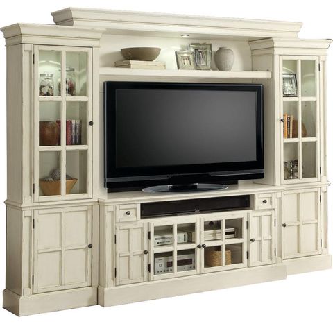 Parker House Charlotte 4-Piece Entertainment Wall In White ... with