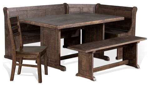 Pemberly Row Farmhouse Wood 4 Piece Breakfast Nook Set In Tobacco Leaf ... within Designing a Cozy Nook with the Pemberly Row Sofa as Your Centerpiece