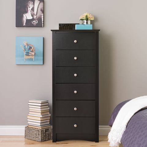 Prepac Black Sonoma Tall 6 Drawer Chest in Understanding Quality Craftsmanship The Cassidy 6-Drawer Tall Chest Perspective