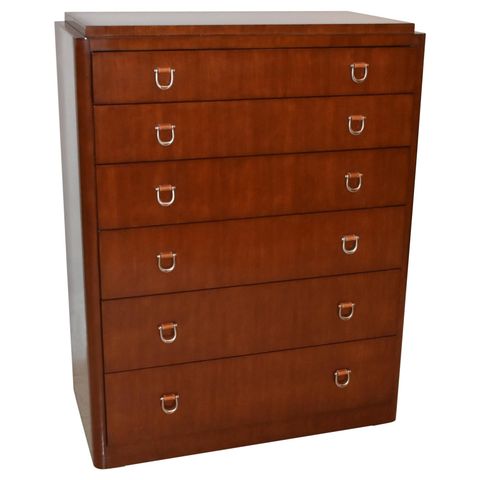 Ralph Lauren Six-Drawer Tall Chest / Dresser Leather And Nickel ... with