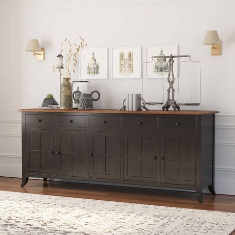 Rexburg Black Two Tone Solid Wood 5 Drawer Extra Long Sideboard with regard to The 57"W Black Sideboard An Exploration of Materials and Craftsmanship