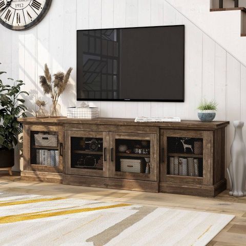 Sartell 4 Door Tv Stand For Tvs Up To 75 Reclaimed Oak Homes Inside Out ... with regard to