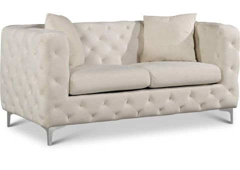 Scarlett Cream Velvet Loveseat throughout Velvet Loveseat Care and Maintenance Preserving Your Investment