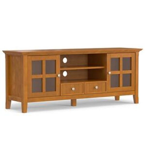 Simpli Home Acadian Solid Wood 60 In. Wide Transitional Tv Media Stand ... regarding Acadian Solid Wood 60" Tv Media Stand, Rustic Natural Aged Brown