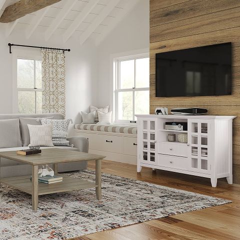 Simpli Home Acadian Solid Wood Tall Tv Media Stand For Tvs Up To 60 ... within Acadian Solid Wood 60"W Tv Media Stand & For Tvs Up To 65"