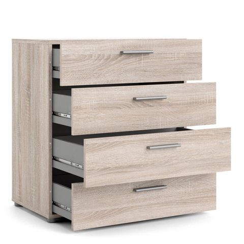 Tele Chest Of 4 Drawers In Truffle Oak inside 4 Drawer Chest Truffle