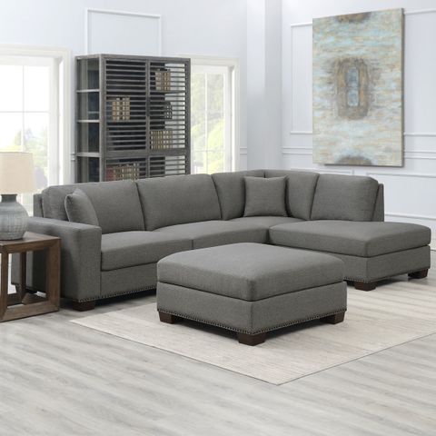 Thomasville Artesia Grey Fabric Sectional Sofa With Ottoman, Right ... inside