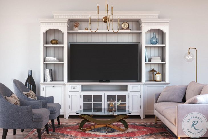 Tidewater Vintage White 62&quot; Entertainment Wall From Parker House (Tid ... for