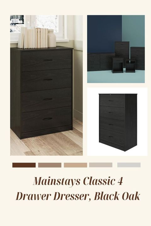 Timeless Elegance: Mainstays Classic 4 Drawer Dresser In Black Oak with regard to