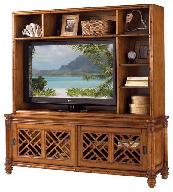 Tommy Bahama Island Estate Nevis Media Hutch - Tropical - Entertainment ... within Beyond the Basics Essential Considerations for Choosing an 80&amp;quot; Entertainment Center With Hutch