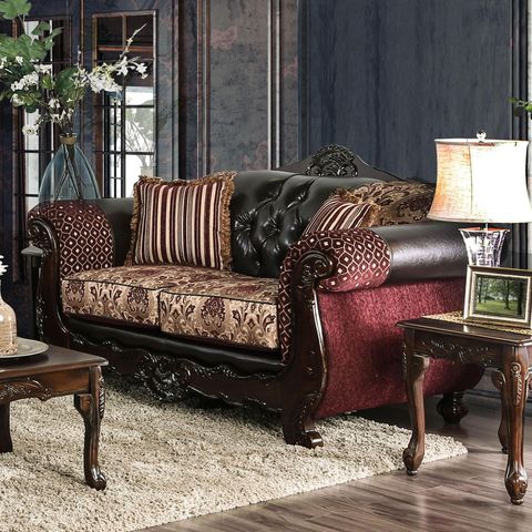 Traditional Wood Loveseat In Brown Sm6415 Quirino By Furniture Of ... for Caring for Your Investment Maintaining the Beauty of Your Velvet Loveseat