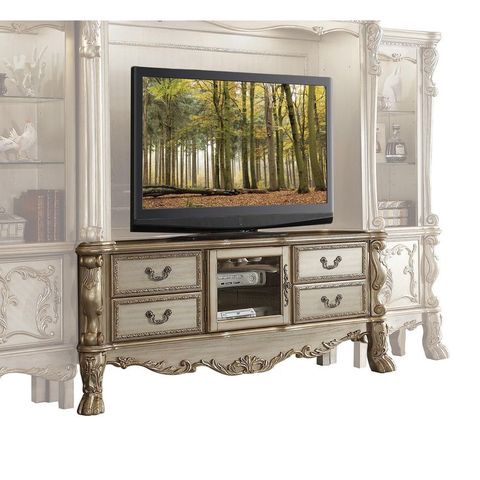 Victorian Tv Entertainment Center Dresden-91330 Gold Patina Bone Acme ... for From Concept to Living Room: The Story Behind the ACME Dresden Entertainment Center's Unique Appeal