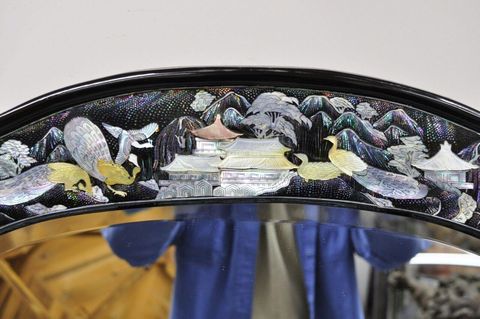 Vintage Korean Mother Of Pearl Oriental Lacquer Low Vanity Table With ... intended for