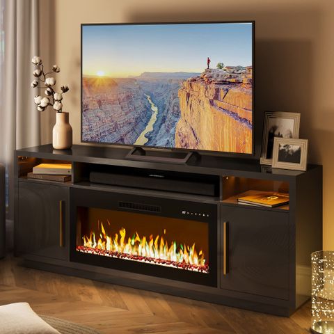 Wade Logan Brahma 70 Inch Fireplace Tv Stand For Tvs Up To 75&Quot;,Entertainment Center With Led ... regarding 70" Fireplace Tv Stand With Led Display, Entertainment Center For Tvs Up To 80", White