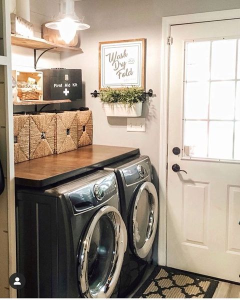 27 Laundry Room Door Ideas That Are Anything But Boring | White Laundry ... in Unlocking the Potential of Your Laundry Room White Wood and Brass Edition
