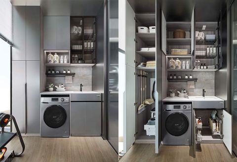 9 Stylish And Smart Laundry Room Designs | Oppein pertaining to Beyond the Basics Smart Laundry Room Design Ideas