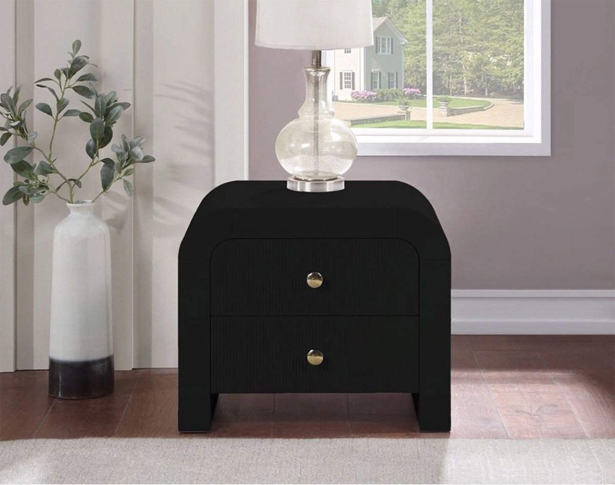 Artisto Black Lacquer Night Stand regarding
