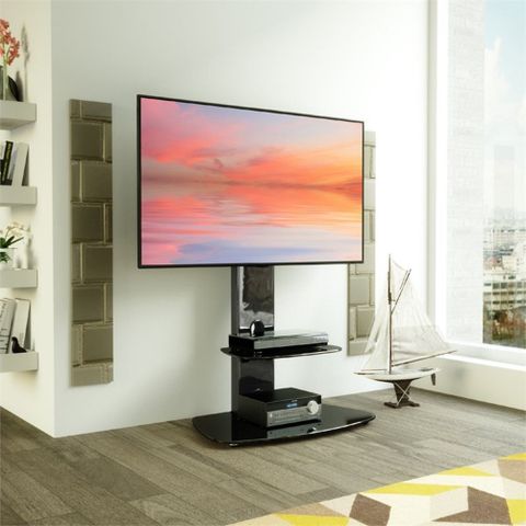Avf Lucerne Tv Floor Stand With Tv Mounting Column For 32" To 65" Tvs ... throughout Beyond the Box Unpacking the Practicality of the Lucerne TV Stand