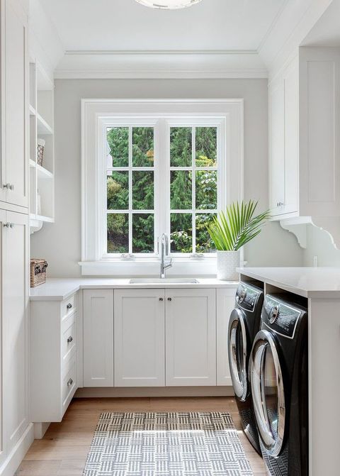 Beautiful Laundry Room With White Cabinetry | Laundry Room Design ... for Unlocking the Potential of Your Laundry Room White Wood and Brass Edition