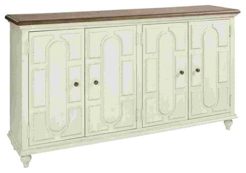 Benzara Bm266413 Wooden Accent Cabinet With 4 Door Storage, White And ... inside