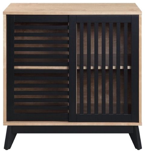 Benzara Bm274631 30" Wood Accent Cabinet With Slatted Sliding Doors ... in