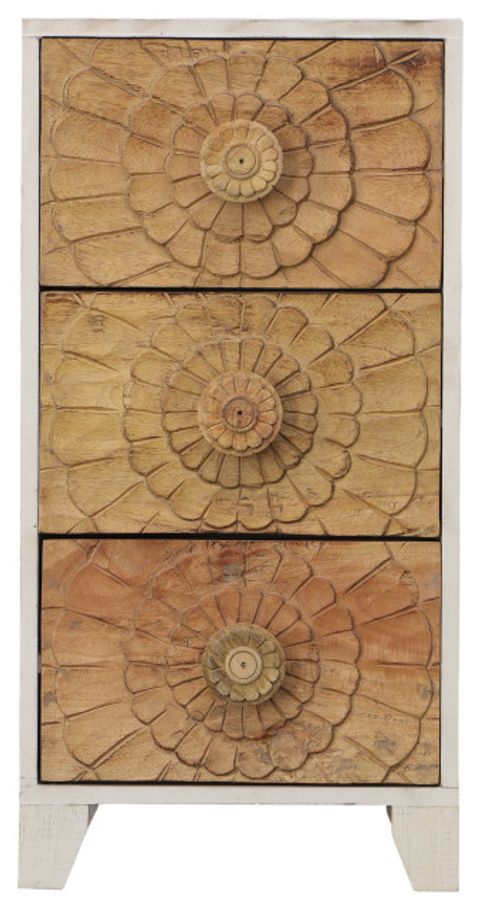 Benzara Upt-226285 3 Drawer Mango Wood Accent Storage Cabinet, White ... pertaining to