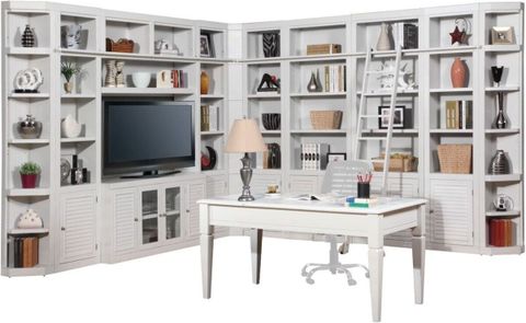 Boca 13 Piece L Shape Entertainment Wall With Desk In Cottage White By ... for