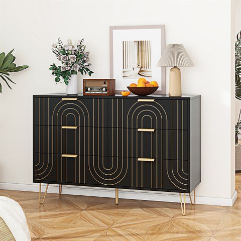 Carlos Furniture Modern 6 Drawer Dresser, Modern Dresser With Metal ... for The Enduring Appeal of the Newton Brown 6-Drawer Dresser in Modern Homes
