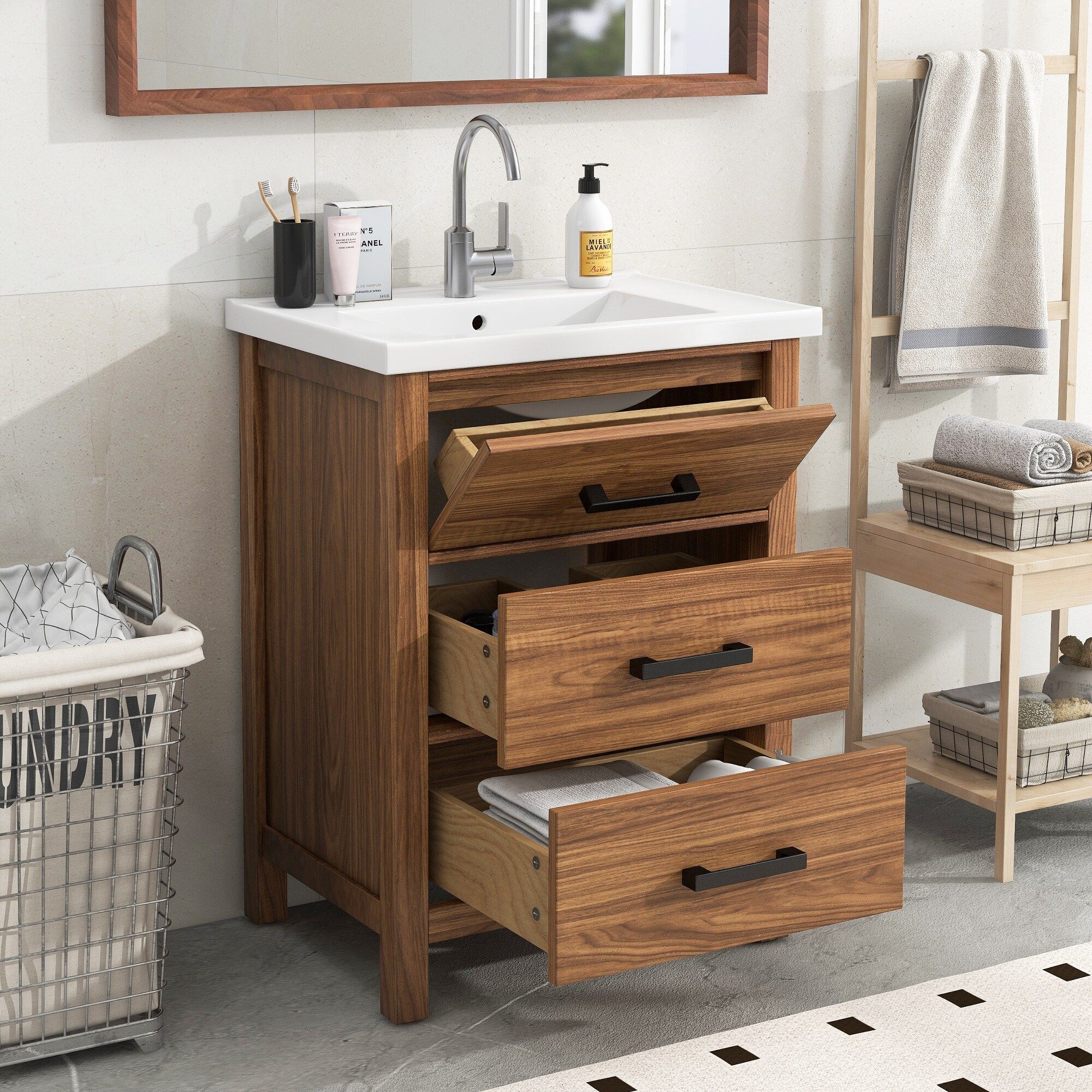 Cassia 24&quot; Teak Wood Bathroom Vanity Cabinet (Sink Basin Not Included ... with