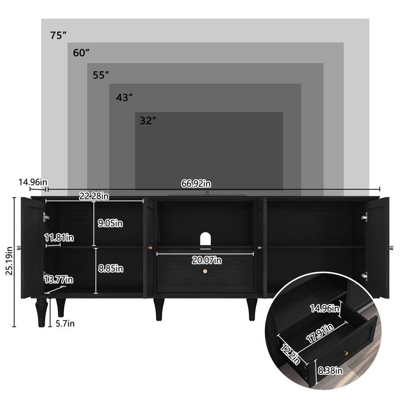 Charlton Home® 67&quot; Mid-Century Tv Stand For Tvs Up To 75&quot; &amp;Amp; Reviews ... pertaining to
