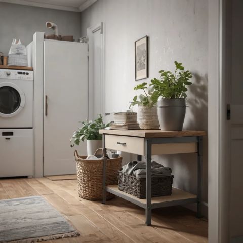 Enhance Your Laundry Room With A Utility Table within