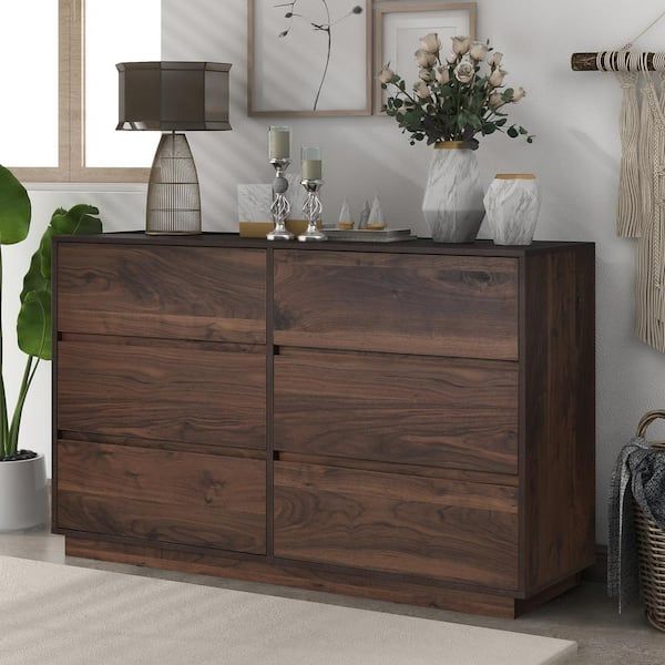 Harper &amp;Amp; Bright Designs Mid-Century Modern Dark Brown 6-Drawer 47.2 In ... for