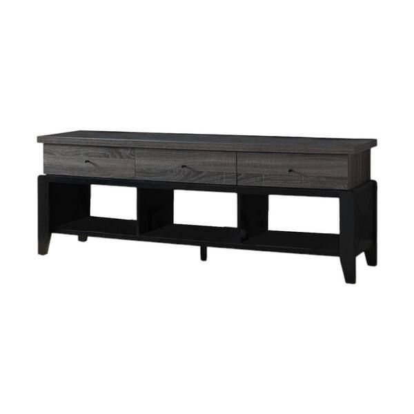 Homeroots Distressed Grey And Black Tv Stand Fits Tv's Up To 65 In ... with regard to The Durability and Design of the Payne 60&quot; Distressed Java TV Stand