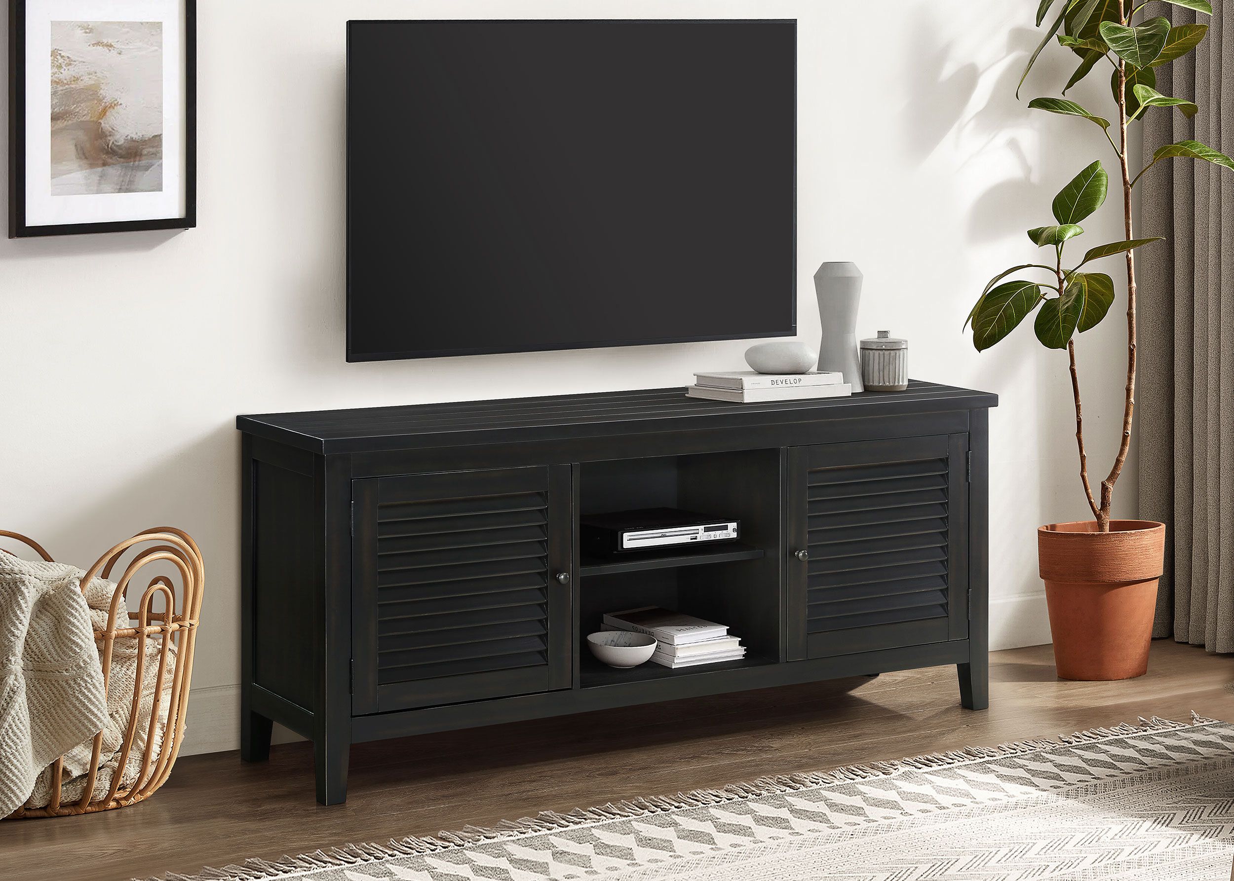 Lark Manor™ Farihah 2-Door 60-Inch Tv Stand Console Distressed Java ... in The Durability and Design of the Payne 60&quot; Distressed Java TV Stand