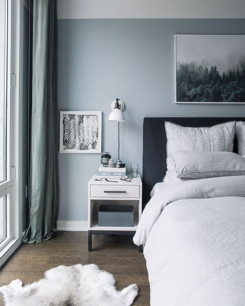 Light Blue Grey Bedroom intended for