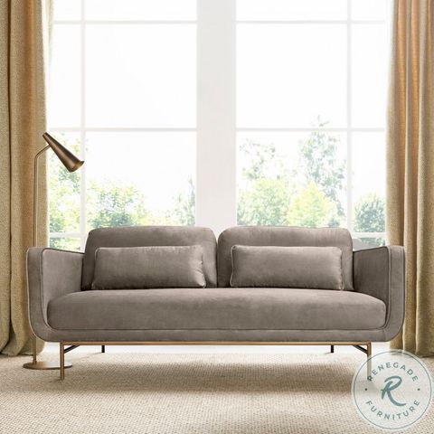 Lilou Fossil Gray Velvet Sofa From Armen Living | Coleman Furniture within