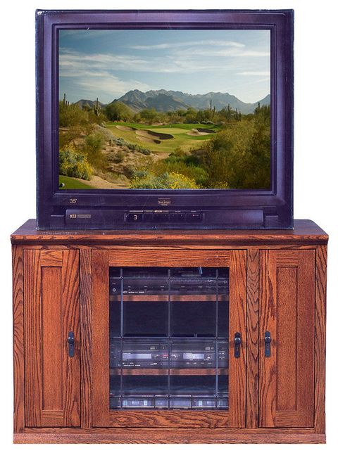 Mission Oak Tv Stand With Media Storage, 56W - Rustic - Entertainment ... within