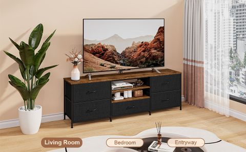 Oscrobie Tv Stand For Tv Up To 65 Inch, Television Stand With 5 Fabric ... throughout Beyond the Screen Maximizing Your vidaXL Natural Wood and Black Frame TV Cabinet
