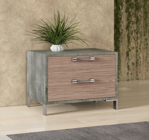 Quincy Brown Oak And Brushed Stainless Steel Nightstand - Contemporary ... intended for Exploring the Craftsmanship of the Quincy Brown Oak and Brushed Stainless Steel Chest