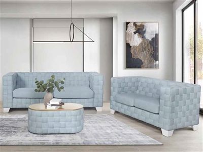 Saree 2 Piece Sofa Set In Light Teal Chenille &amp;Amp; White Finish By Acme ... pertaining to Curating Your Living Space with the ACME Saree Sofa