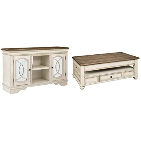 Signature Design By Ashley Realyn French Country Two-Tone Tv Stand ... throughout A Closer Look at the Ashley Realyn Chest's Rustic Appeal and Practicality