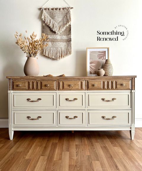 Sold***Refinished Cream Solid Wood Dresser - Etsy in