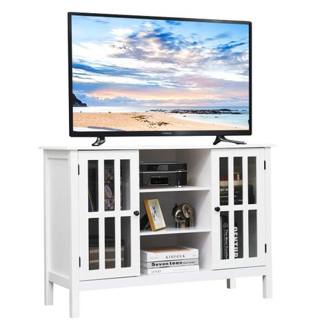 Tangkula Tv Stand, Classic Design Wood Storage Console Free Standing ... within Designing the Perfect Living Space with a Grand Bank Media Console